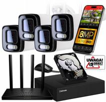 Vaizdo stebėjimo rinkinys su 4 lauko IP kameromis, WiFi, 8MP, žmogaus aptikimas, 1TB