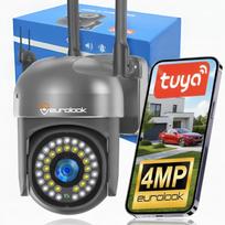 Lauko WiFi kamera, pasukama, 4MP, Tuya Smart, belaidė, pilka-juoda