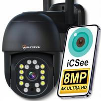 Lauko WiFi kamera, 8 MP, sukiojama, 4K UHD, su pranešimais, juoda