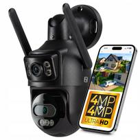 Lauko IP WiFi sukama dvigubo objektyvo kamera, 4MP + 4MP