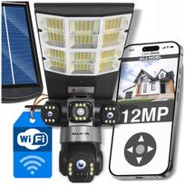 Saulės energija maitinama pasukama kamera su 3 objektyvais, 12MP, WiFi, nuotolinio valdymo lempa