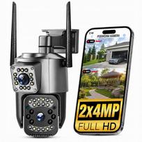 IP vaizdo kamera su dviem 4 MP objektyvais, SIM kortelei, 4G/5G LTE, su garso funkcija, pasukama