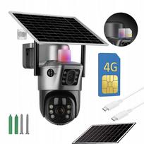 Lauko saulės kamera su dviem 4K HD 8MP objektyvais, 4G LTE, SIM kortelės palaikymas