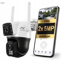 Lauko IP kamera NETBERG, WiFi, 2×5 MP, sukiojama, su dvigubu judesio jutikliu ir aliarmu