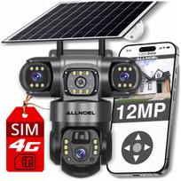 Saulės energija maitinama besisukiojanti IP kamera, 3 objektyvai, LTE SIM kortelė, belaidė, 12 MP