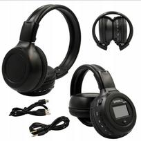 Belaidės ausinės ant ausų, juodos, Bluetooth, SD, FM