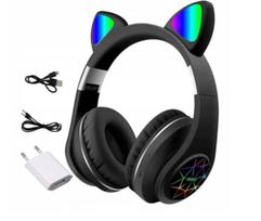 Belaidės Bluetooth M2 ausinės su katės ausytėmis, RGB LED ir mikrofonu