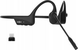 Kaulų laidumo ausinės Shokz OpenComm2 UC 2025 su USB-C adapteriu ir AI mikrofonu