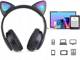 Belaidės ausinės su LED katės ausytėmis vaikams, Bluetooth
