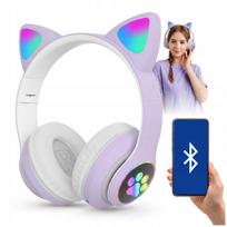 Vaikiškos belaidės Bluetooth ausinės su katės ausytėmis, violetinės