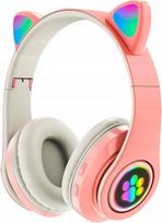 Belaidės ausinės su kačių ausytėmis, LED pašvietimu ir Bluetooth, MP3