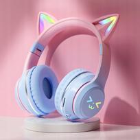 Belaidės Bluetooth ausinės Delux ELUXE su LED RGB apšvietimu
