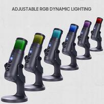 USB kondensatorinis stalo mikrofonas su RGB apšvietimu QD