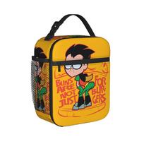 Teen Titans Go Robin Booty Scooty Buns Insulated Lunch Bag Cooler Bag Reusable,Meal Container Leakproof Tote Lunch Box One Size black