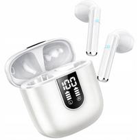 Belaidės ausinės su „Bluetooth 5.3“, HD LED, mikrofonu, Jesebang, baltos, 13 mm