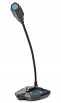 Stalinis NEDIS žaidimų mikrofonas su lanksčiu laikikliu, nutildymo mygtuku, USB ir 3,5 mm jungtimis