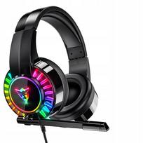 Laidinės žaidimų ausinės su mikrofonu, RGB apšvietimas, Jack jungtis