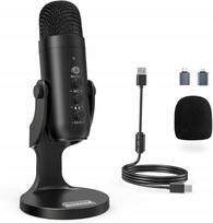 USB-C mikrofonas ZealSound K66 su DSP, juodas, skirtas PC, telefonui, PS5, podcastams