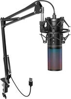 Žaidimų kondensatorinis mikrofonas su RGB, USB, kardioidinis, tinka transliacijoms ir podkastams
