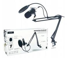 Studijos mikrofonas su stovu ir Hykker pop filtru