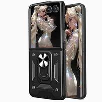 Dėklas Motorola Razr 60 Ultra, apsauginis, su 360° metaliniu laikikliu, polikarbonatas