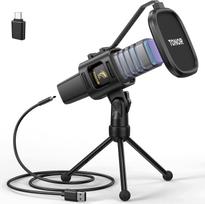 Kardioidinis USB mikrofonas su RGB apšvietimu, skirtas kompiuteriui ir žaidimams