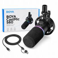 Laidinis dinaminis mikrofonas BOYA CastMic S60 USB XLR, juodas