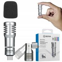 Belaidis mini USB-C mikrofonas Boya BY-P4U, sidabrinis, su visakrypte garso fiksacija