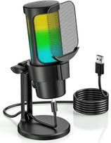 USB RGB karaokės mikrofonas transliacijoms ir žaidimams