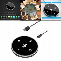 USB konferencinė mikrofono ir garsiakalbio stotelė su nutildymo funkcija, juoda