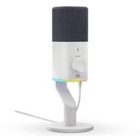 Dinaminis mikrofonas Krux Qube XLR/USB, baltas, su GAIN valdikliu, nutildymo funkcija, ausinių išvestis