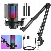 Žaidimų mikrofonas su RGB apšvietimu, USB jungtis