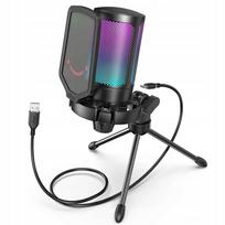 Laidinis USB mikrofonas Fifine AmpliGame A6V, juodas, su RGB pašvietimu