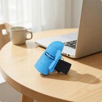 Belaidė žiedinė pelė su reguliuojama juostele, mini USB, mėlyna