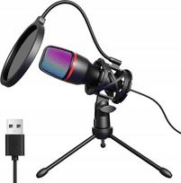 USB stalinis mikrofonas žaidimams Hoppac su stovu ir pop filtru