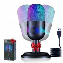 Kompiuterio mikrofonas su USB, LED apšvietimu ir pop filtru, B5, juodas