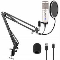 Studijinis USB mikrofonas su stovu ir pop filtru