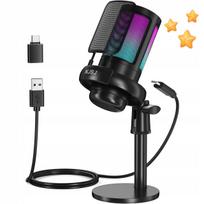 RGB mikrofonas kompiuteriui ir žaidimų konsolėms su nutildymo mygtuku