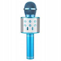 Belaidis karaoke mikrofonas su LED garsiakalbiu CT007, mėlynas