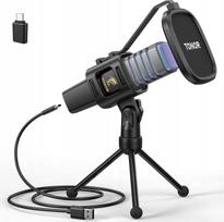 Mikrofonas kompiuteriui TONOR TC30 USB, kardioidinis, su stovu ir RGB apšvietimu