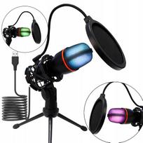 USB kondensatorinis mikrofonas kompiuteriui su filtru, tinka žaidimams, studijai ir karaoke