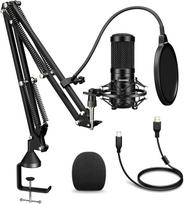 Kondensatorinis USB mikrofonas su stovu, filtru, 192 kHz/24 bit