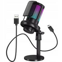 Studijinis kondensatorinis USB/Type-C mikrofonas ME6S su pop filtru ir RGB apšvietimu