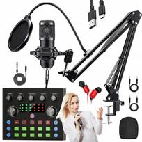 USB kondensatorinis mikrofonas studijoms, žaidimams ir karaoke su pop filtru