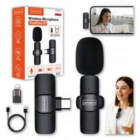 Belaidis mini prisegamas mikrofonas su USB-C telefonui ir kompiuteriui