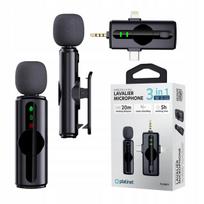 Belaidis mikrofonas telefonui, prisegamas, Lightning ir USB-C