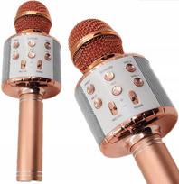 Belaidis mikrofonas su Bluetooth, LED garsiakalbis, rožinio aukso spalvos