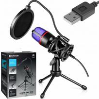 Studijinis USB mikrofonas DEFENDER FORTE su RGB LED, stovelis, žaidimams