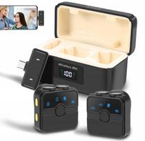 2 mikrofonai PULUZ WS300 su USB-C, skirti „Android“ ir „iOS“ („iPhone 15/16/17“) su dėklu