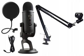 Kondensatorinis mikrofonas BLUE YETI Blackout su stovu ir garso filtru